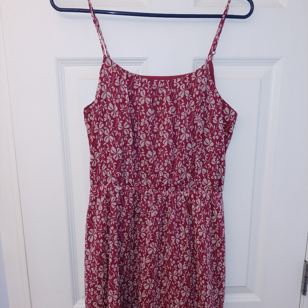 Red floral summer dress